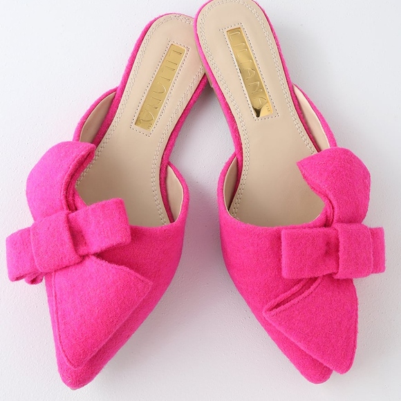 Lulus Shoes - 🎀 Hot Pink Bow Lulu’s Mule Loafers Slides 6